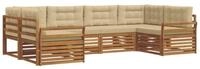 vidaXL Gartenlounge-Set Outdoor-Sofagarnitur mit Kissen 6 pcs Natur und Beige,