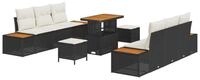 vidaXL Loungesofa Gartensofa-set mit Kissen 9 pcs Schwarz und Creme, 9 Teile