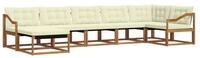 vidaXL Gartenlounge-Set Outdoor-Sofagarnitur mit Kissen 7 pcs Natur und Creme,