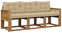 vidaXL Gartenlounge-Set Outdoor-Sofagarnitur mit Kissen 3 pcs Natur und Beige,