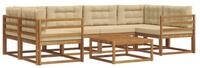 vidaXL Gartenlounge-Set Outdoor-Sofagarnitur mit Kissen 7 pcs Natur und Beige,