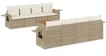 vidaXL Sofaelement 9-tlg. Garten-Sofagarnitur mit Kissen Beige Poly Rattan (1...
