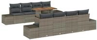 vidaXL Gartenlounge-Set Garten-Sofa-Set mit Speicher 9 pcs Grau Poly Rattan,...