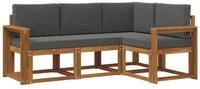 vidaXL Gartenlounge-Set Outdoor-Sofagarnitur mit Kissen 4 pcs Natur und...