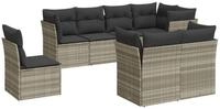 vidaXL Gartenlounge-Set 8-tlg. Garten-Sofagarnitur mit Kissen Hellgrau Poly...