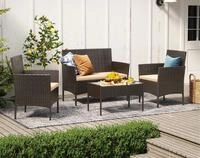 SONGMICS Gartenlounge-Set, (4-tlg., 2 Gartenstuhl, 1 Sofa, 1 Gartentisch, mit