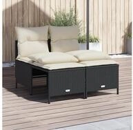 vidaXL Gartenlounge-Set, 4-tlg. Garten-Sofagarnitur mit Kissen Schwarz Poly...