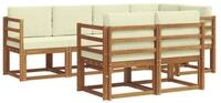 vidaXL Gartenlounge-Set Outdoor-Sofagarnitur mit Kissen 7 pcs Natur und Creme,