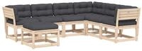 vidaXL Gartenlounge-Set 7-tlg. Garten-Lounge-Set mit Kissen Massivholz...