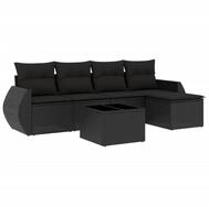 vidaXL Gartenlounge-Set 6-tlg. Garten-Sofagarnitur mit Kissen Schwarz Poly...