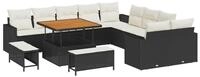 vidaXL Loungesofa Gartensofa-set mit Kissen 17 pcs Schwarz und Creme...