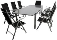 DEGAMO Garten-Essgruppe RAVENNA, (9-tlg), Aluminium silbergrau, Textilgewebe...