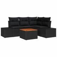 vidaXL Gartenlounge-Set Gartensofa-set mit Speicher 5 pcs Schwarz Poly-Rattan,