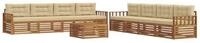 vidaXL Gartenlounge-Set Outdoor-Sofagarnitur mit Kissen 9 pcs Natur und Beige,