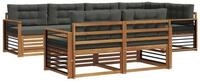 vidaXL Gartenlounge-Set Outdoor-Sofagarnitur mit Kissen 7 pcs Natur und...