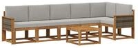vidaXL Gartenlounge-Set Outdoor-Sofagarnitur 7 pcs Nat&uuml;rlich und Hellgrau...