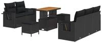 vidaXL Loungesofa Gartensofa-set mit Kissen 10 pcs Schwarz Poly-Rattan, 10 Teile
