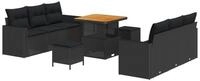 vidaXL Loungesofa Garten-Sofa-Set mit Kissen mit Speicher 9 pcs Schwarz, 9 Teile