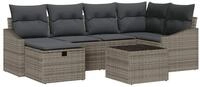vidaXL Loungesofa Sofa Set mit Kissen 7 pcs Poly-Rattan, 7 Teile