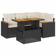 vidaXL Gartenlounge-Set 5tlg. Garten-Sofagarnitur mit Kissen Schwarz Poly...
