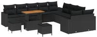 vidaXL Gartenlounge-Set Gartensofa-set 13 pcs Schwarz Poly-Rattan, (13-tlg)