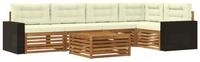 vidaXL Gartenlounge-Set Outdoor-Sofagarnitur 6 pcs Natur und Creme 79 x 79 x 37...