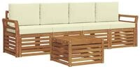 vidaXL Gartenlounge-Set Outdoor-Sofagarnitur 5 pcs Natur und Creme Massivholz,
