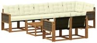 vidaXL Gartenlounge-Set Outdoor-Sofagarnitur mit Kissen 9 pcs Natur und Creme,