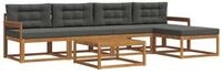 vidaXL Gartenlounge-Set Outdoor-Sofagarnitur mit Kissen 6 pcs Natur und...