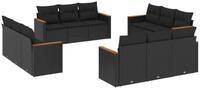 vidaXL Gartenlounge-Set 12-tlg. Garten-Sofagarnitur mit Kissen Schwarz Poly...
