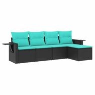 vidaXL Gartenlounge-Set 5-teiliges Gartensofa-Set mit Kissen, schwarzes...