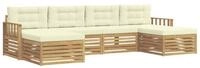 vidaXL Gartenlounge-Set Sofagarnituren 6 pcs Wei&szlig; und Creme Massivholz, (6-tlg)