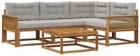 vidaXL Gartenlounge-Set Outdoor-Sofagarnitur mit Kissen 5 pcs Natur und...