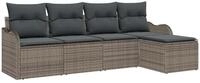 vidaXL Gartenlounge-Set Garten-Sofa-Set mit Kissen mit Speicher 5 pcs Grau Poly