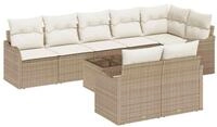 vidaXL Gartenlounge-Set Gartensofa-set mit Speicher 9 pcs Beige und Wei&szlig;