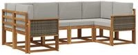 vidaXL Gartenlounge-Set Outdoor-Sofagarnitur mit Kissen 6 pcs Nat&uuml;rlich und