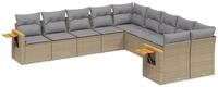 vidaXL Gartenlounge-Set 10-tlg. Garten-Sofagarnitur mit Kissen Beige Poly...