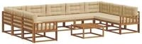 vidaXL Gartenlounge-Set Outdoor-Sofagarnitur mit Kissen 10 pcs Natur und Beige,