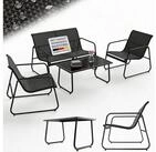 Juskys Gartenlounge-Set Genua, (4-tlg), 4-teilig, UV-best&auml;ndig, Metallgestell,...