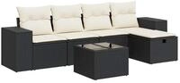 vidaXL Gartenlounge-Set 6-tlg. Garten-Sofagarnitur mit Kissen Schwarz Poly...