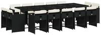vidaXL Garten-Essgruppe 15-tlg. Garten-Essgruppe mit Kissen Schwarz Poly Rattan,