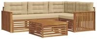 vidaXL Gartenlounge-Set Outdoor-Sofagarnitur mit Kissen 5 pcs Natur und Beige,