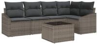 vidaXL Loungesofa Gartensofa-set mit Kissen 6 pcs Hellgrau Poly-Rattan, 6 Teile