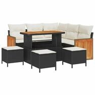 vidaXL Loungesofa Gartensofa-set mit Kissen 9 pcs Schwarz und Creme...