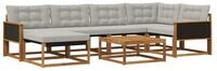 vidaXL Gartenlounge-Set Outdoor-Sofagarnitur mit Kissen 7 pcs Nat&uuml;rlich und