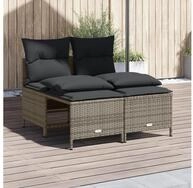 vidaXL Gartenlounge-Set, 4-tlg. Garten-Sofagarnitur mit Kissen Grau Poly Rattan