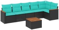 vidaXL Gartenlounge-Set 7-teiliges Gartensofa-Set mit Kissen, schwarzes...