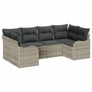 vidaXL Gartenlounge-Set Gartensofa-set Hellgrau Poly-Rattan, (6-tlg)