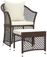 vidaXL Gartenlounge-Set 2-tlg. Garten-Lounge-Set mit Kissen Braun Poly Rattan,