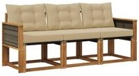 vidaXL Gartenlounge-Set Outdoor-Sofagarnitur mit Kissen 3 pcs Natur und Beige,